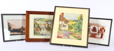 Lot 388 - English school, 20th century, two cottage...