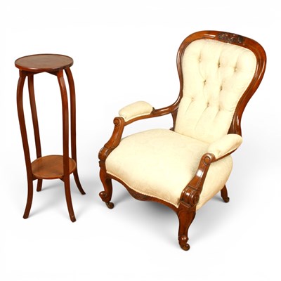 Lot 640 - A Victorian mahogany armchair and an Edwardian...