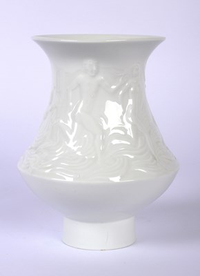 Lot 111 - A Meissen porcelain relief decorated 'bather'...
