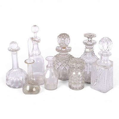 Lot 119 - A collection of antique glass decanters. 32 x...