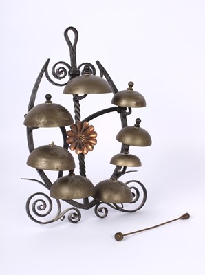 Lot 187 - A wrought iron table bell tree or dinner...