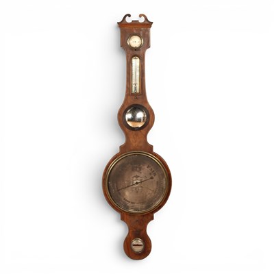 Lot 158 - A 19th century wheel barometer, with a swan...