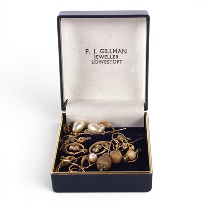 Lot 36 - Two pairs of 9 carat gold earrings with other...