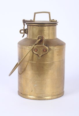 Lot 767 - A vintage Indian brass milk or ghee container,...