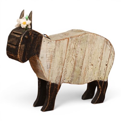 Lot 647 - A painted wooden model of a sheep, H50 W58 D12