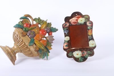 Lot 729 - A polychrome painted carving of a bowl of...