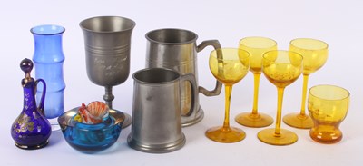 Lot 745 - A collection of glassware including amber...