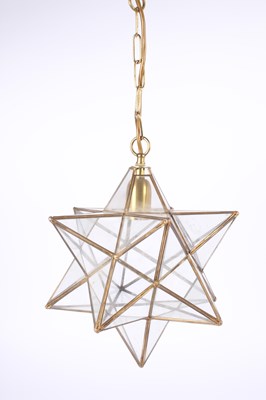 Lot 200 - A Vaughan-style brass-framed star pendant light