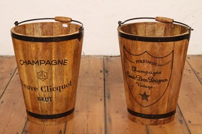 Lot 566 - A pair of wooden coopered buckets
