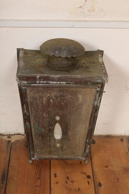 Lot 583 - A vintage copper wall lantern, h.49, w.36cm
