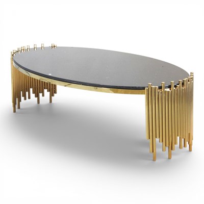 Lot 219 - A contemporary brass coffee table, with an...