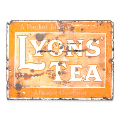 Lot 246 - An old Lyons Tea enamel advertising sign, on...