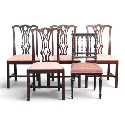Lot 733 - A set of four George III style dining chairs,...