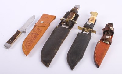Lot 80 - A collection of hunting knives, some stag...