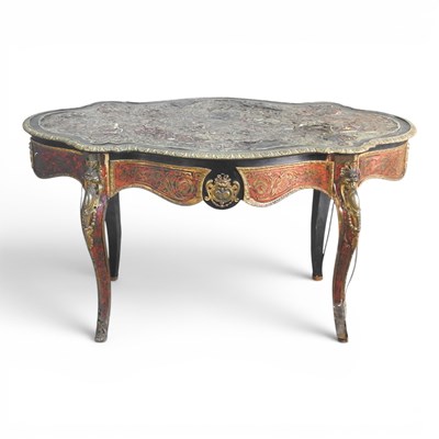 Lot 106 - A 19th century French cut brass and scarlet...
