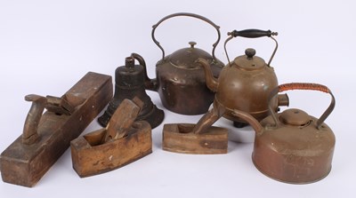 Lot 704 - Three copper kettles, together with three...