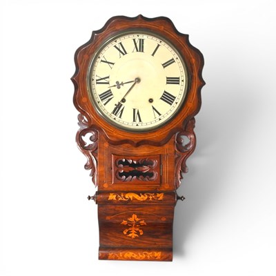 Lot 38 - A Victorian walnut cased drop dial wall clock,...