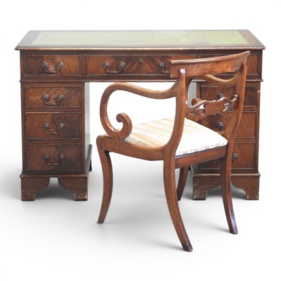 Lot 393 - A reproduction twin pedestal desk, with a...