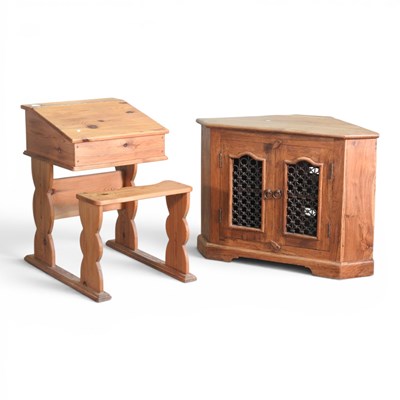 Lot 533 - A hardwood low corner cabinet, 94cm wide,...