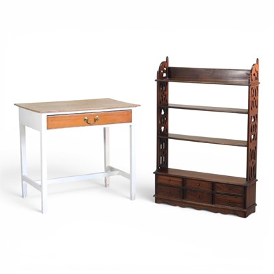 Lot 416 - A mahogany wall shelf, together with a pine...