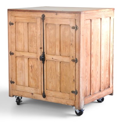 Lot 28 - An early 20th century French pine shop ice box,...