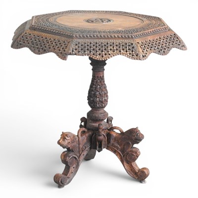 Lot 208 - A 19th century Indian carved hardwood...
