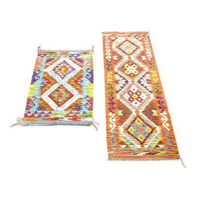 Lot 330 - A Persian kilim runner, 147 x 54cm, together...