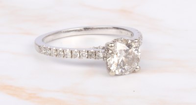 Lot 7 - A 9 carat white gold diamond solitaire ring,...