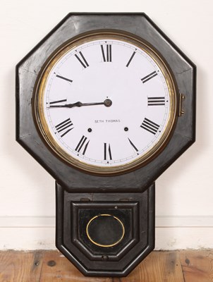 Lot 153 - A 19th century Seth Thomas ebonised drop dial...