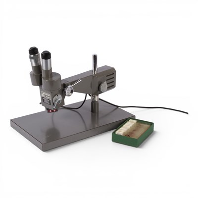 Lot 678 - A Norwich made binocular microscope by D.R....