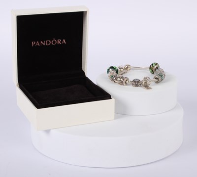 Lot 34 - A Pandora glass bead bracelet, boxed