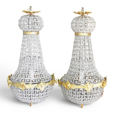 Lot 131 - A pair of modern gilt metal chandeliers, of...