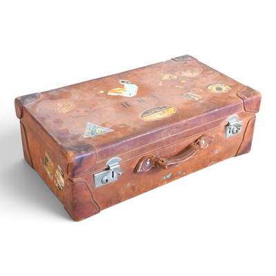 Lot 209 - A vintage leather case, with monogram A.W.H.,...