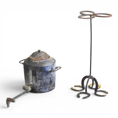 Lot 577 - An AGA kettle, together with a horseshoe stand...