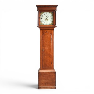 Lot 279 - A 19th century oak cased longcase clock, the...