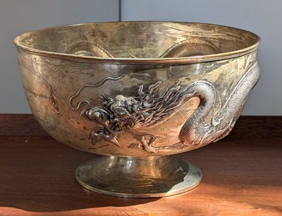 Lot 20A - A Chinese white metal bowl decorated with a...