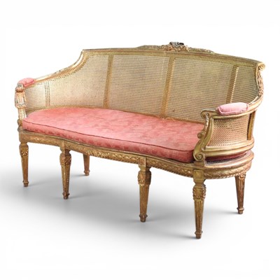 Lot 107 - A large French style single cane gilt bergere...