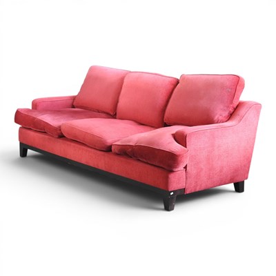 Lot 286 - A large modern red upholstered three seater...