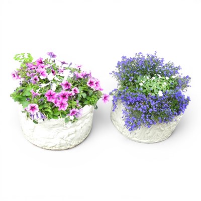 Lot 228 - A pair of cast stone garden urns, 38cm...