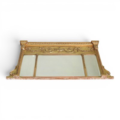 Lot 485 - A Regency gilt gesso framed triple over mantel...