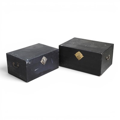 Lot 229 - A Chinese black lacquered trunk, with a hinged...