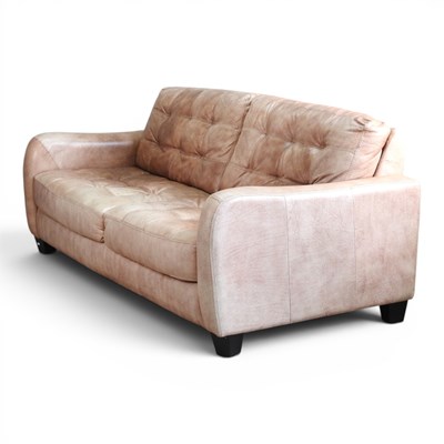Lot 168 - A large modern tan leather upholstered sofa,...
