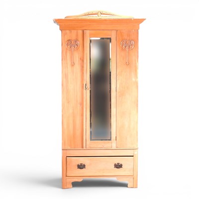 Lot 593 - An Edwardian satin walnut single wardrobe,...
