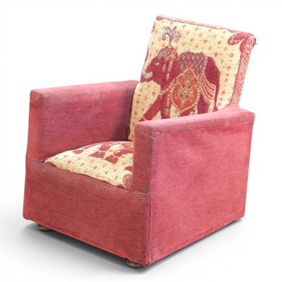 Lot 403 - A 1930s red upholstered child's armchair