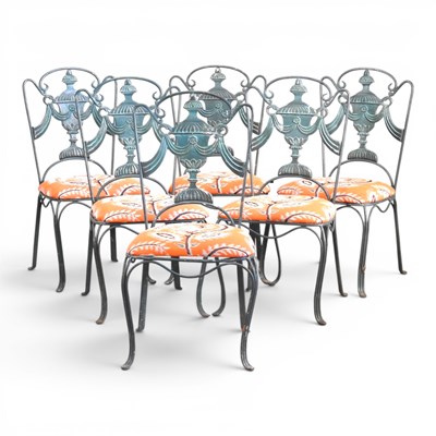 Lot 296 - A set of six mid 20th century wrought iron...