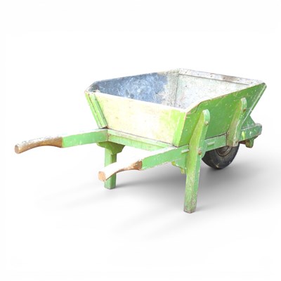 Lot 575 - A vintage painted wooden wheelbarrow