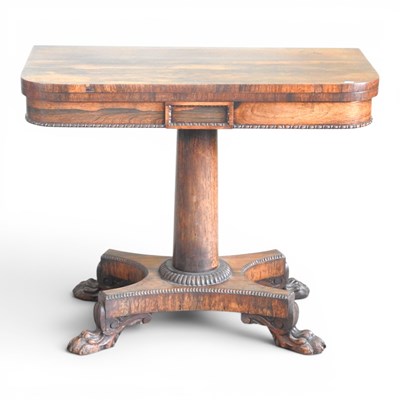 Lot 549 - A late Regency rosewood folding card table,...