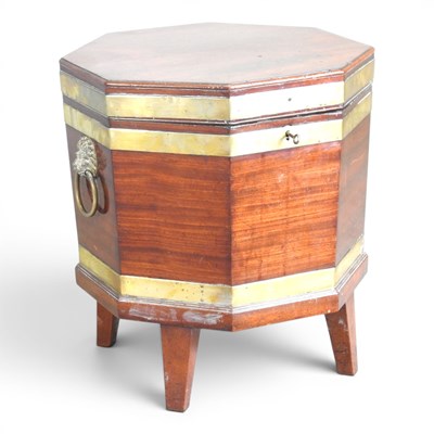 Lot 59 - A George III mahogany and brass bound wine...