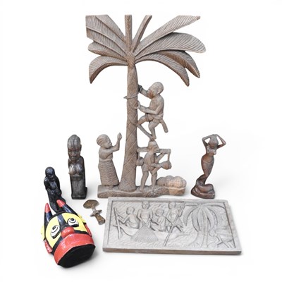 Lot 253 - A large Polynesian style hardwood carving of a...