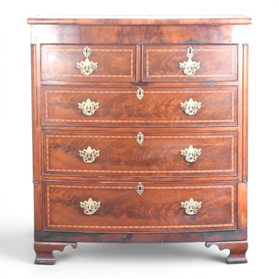 Lot 570 - A 19th century mahogany and inlaid bow front...